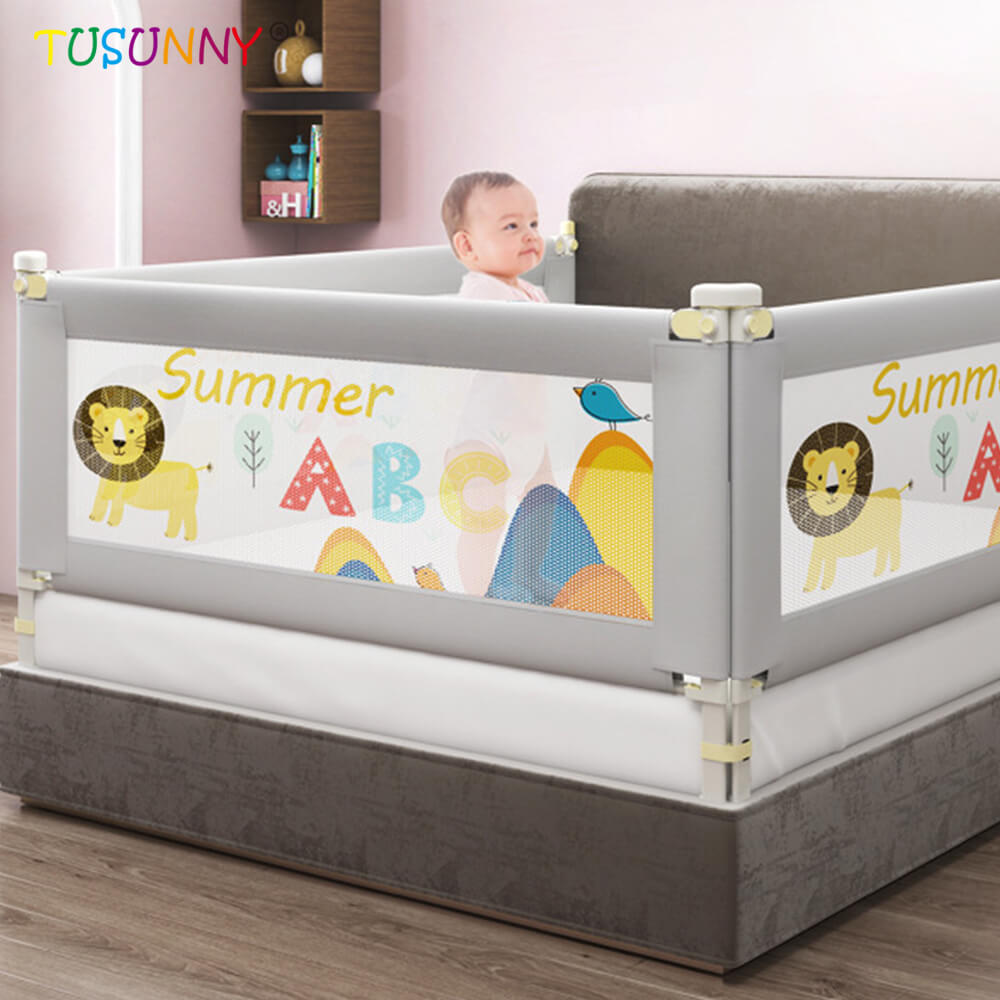 SH23.003 Folding Baby Safety Twin 1Set Protection Fence Breathable Babyproof Infant Crib Bed Rail Babies Barrier