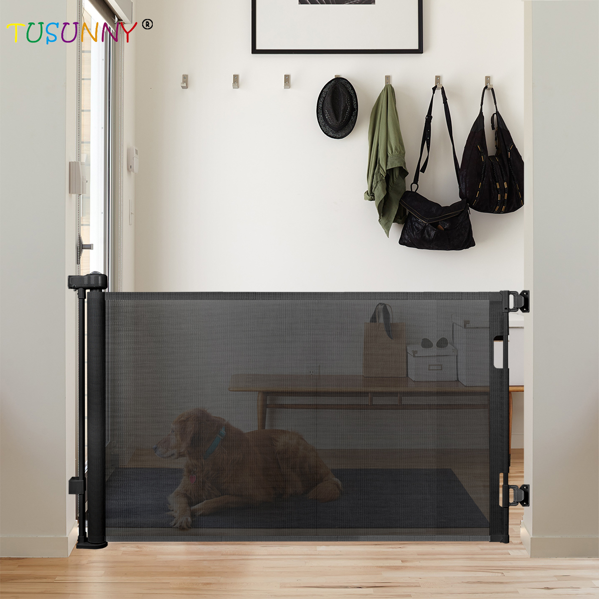 SH20.006B02 Baby Safety Retractable Mesh Gate Extendable Stair Gates For Baby And Pet