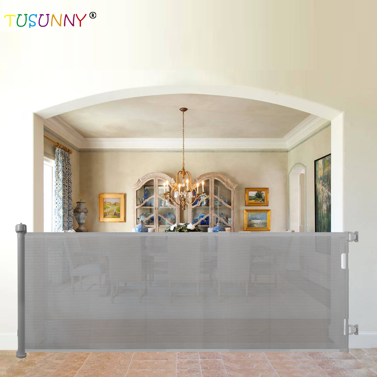 SH20.006B02 Baby Safety Retractable Mesh Gate Extendable Stair Gates For Baby And Pet