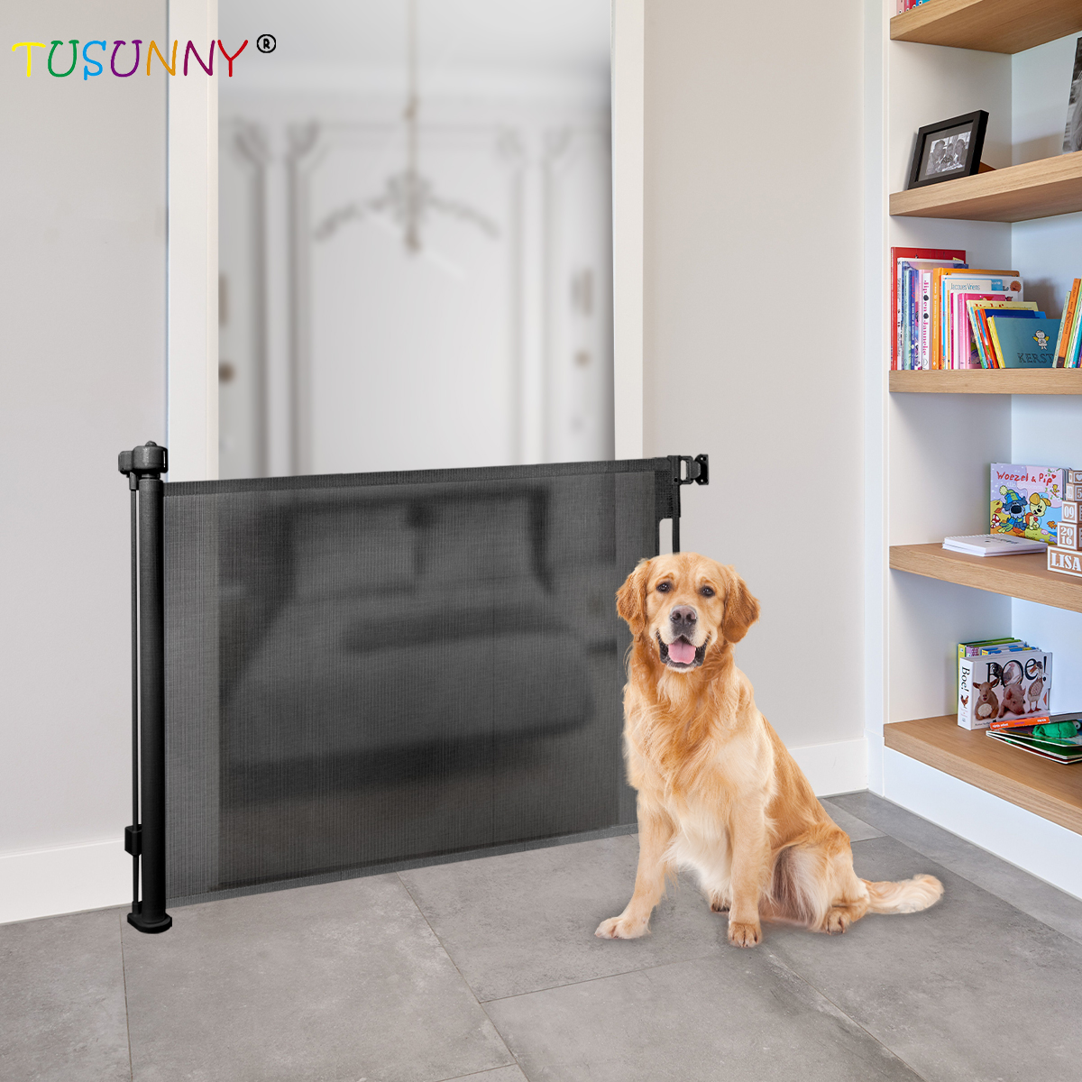 SH20.006B02 Baby Safety Retractable Mesh Gate Extendable Stair Gates For Baby And Pet