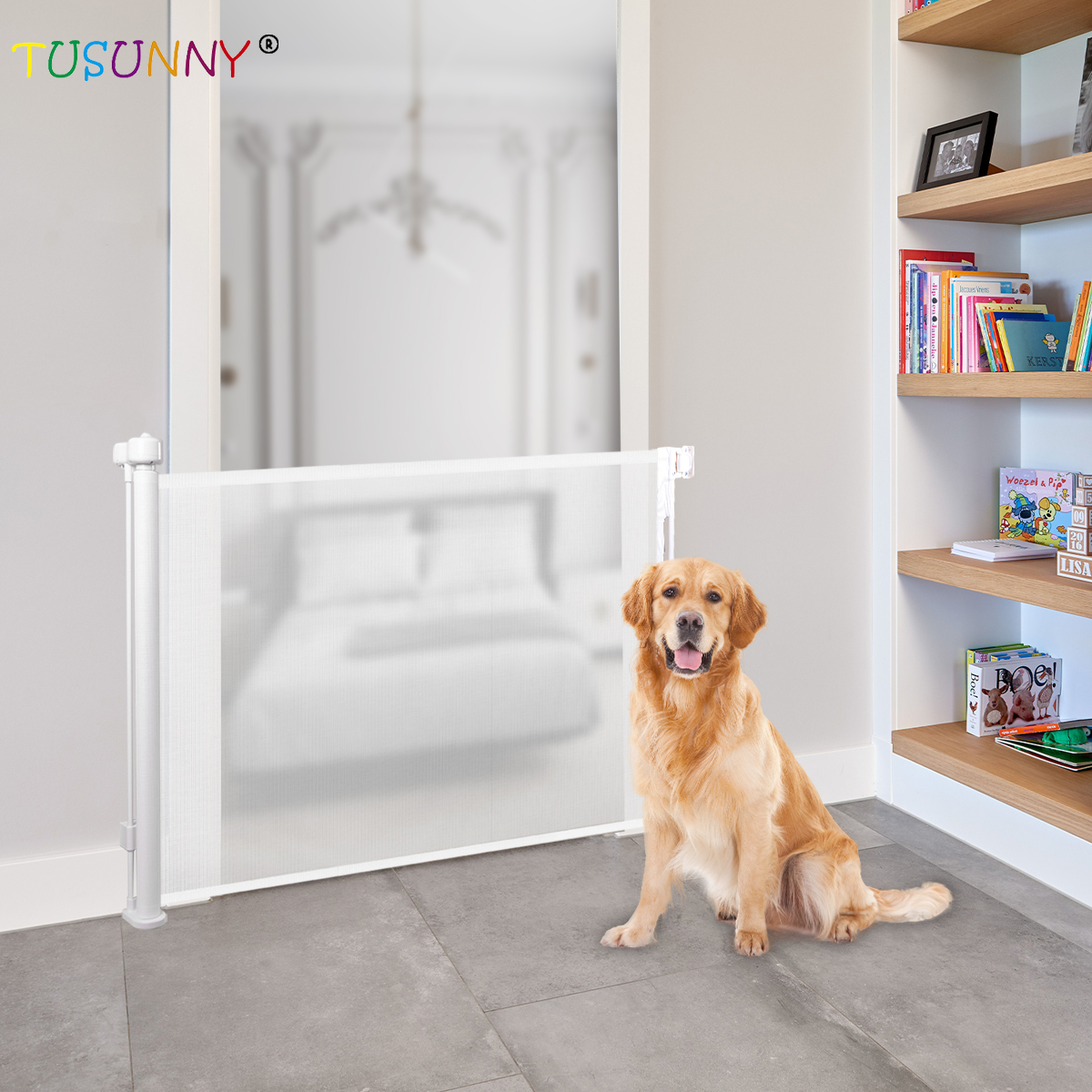 SH20.006B02 Baby Safety Retractable Mesh Gate Extendable Stair Gates For Baby And Pet
