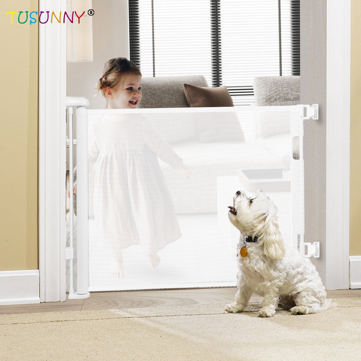 SH20.006B03D Retractable Baby Gate New Kids Safety Mesh Gate