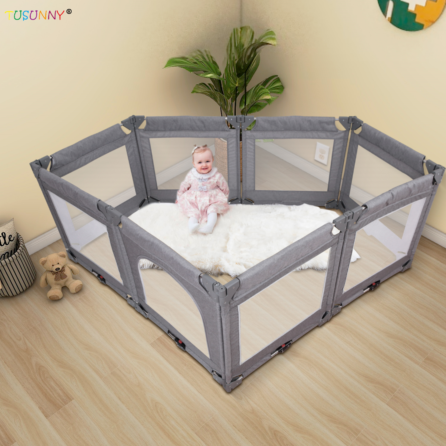 SH1.412B New Redesign Baby Sheet Playpen Foldable Baby Safety Playpen