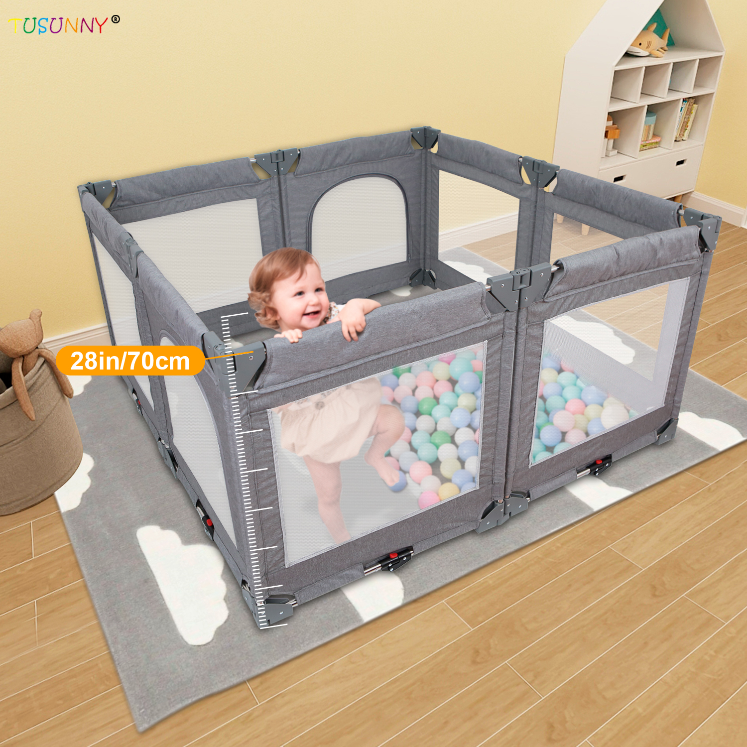 SH1.412B New Redesign Baby Sheet Playpen Foldable Baby Safety Playpen