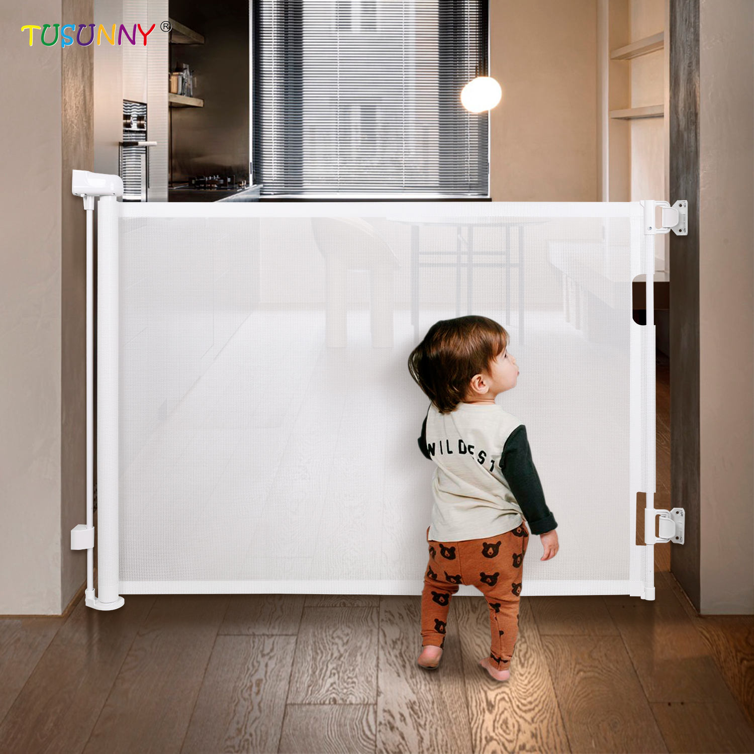 SH20.006DD EN/ASTM Certified Retractable Baby Gate Child Safety Stair Gate for Baby Supplies